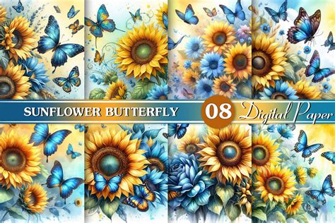 Sunflower Butterfly Background Graphic by Magic World · Creative Fabrica