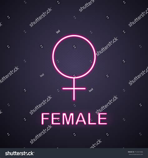 Female Gender Symbol Neon Light Icon Stock Vector Royalty Free