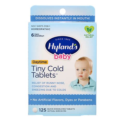 Hylands Baby Tiny Cold Tablets Daytime Ages 6 Months 125 Quick