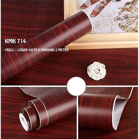 Jual Wallpaper Dinding Kmk 714 Motif Kayu Merah Uk 45cm X 5 Meter