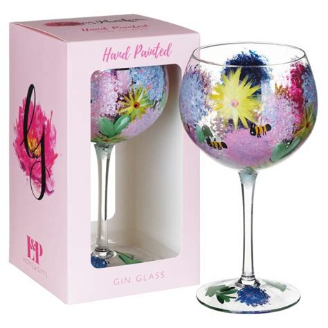 Lynsey Johnstone Hand Painted Alliums And Bees Gin Glass Temptation Ts