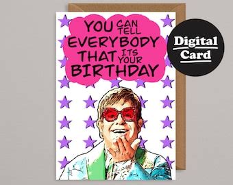 Elton John Birthday Card Etsy