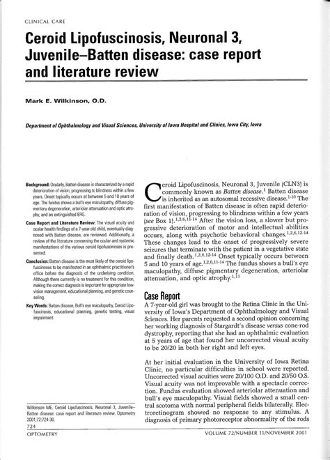 Pdf Ceroid Lipofuscinosis Neuronal 3 Juvenile Batten Disease Case