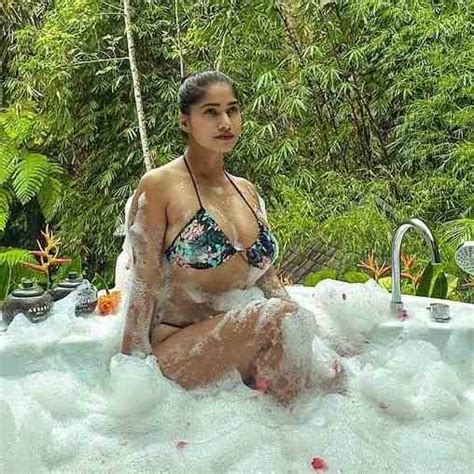 Pratika Sood Bathing In Two Piece Bikini Suit Glamsundari In