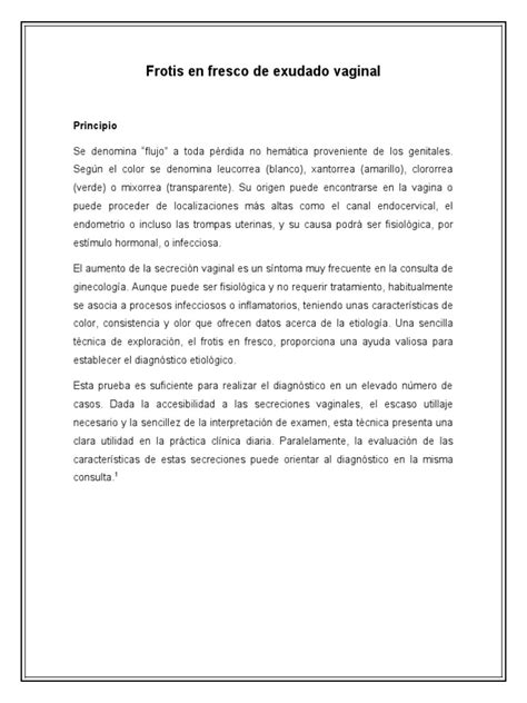Frotis En Fresco De Exudado Vaginal Pdf