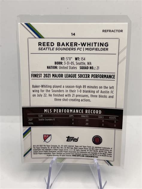 Topps Finest Mls Refractor Reed Baker Whiting For Sale