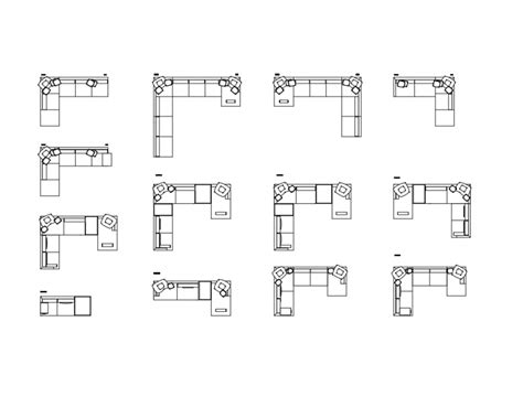 Creative L Shape Multiple Corner Sofa Sets Cad Blocks Design Dwg File Cadbull