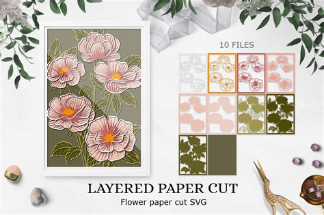 Layered Paper Cut Flowers Graphic by Luba Love · Creative Fabrica