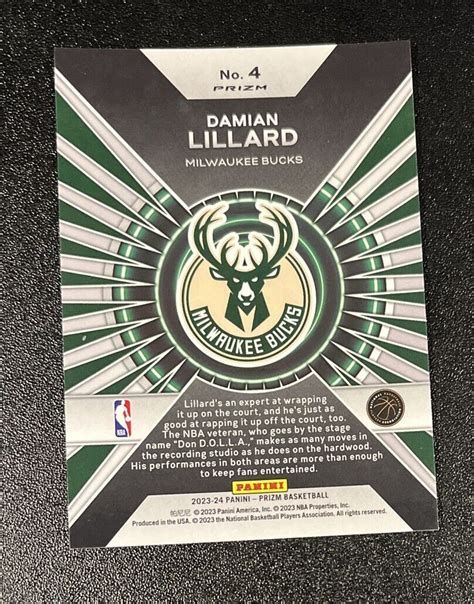 2023 24 Panini Prizm Damian Lillard 4 Dominance Silver Prizm Milwaukee