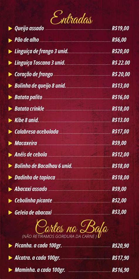 Menu em Señor Picanha restaurante Manaus