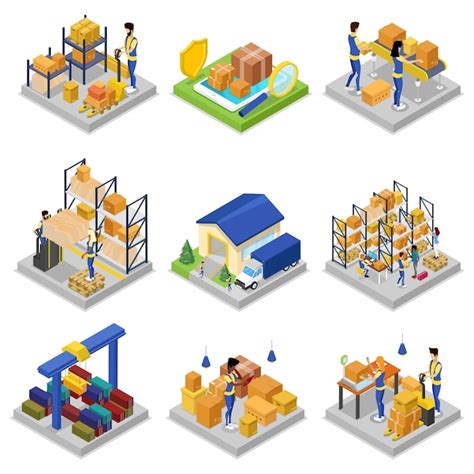 Premium Vector Warehouse Management Isometric 3d Set