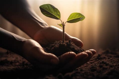 Las Manos Humanas Sostienen Un Brote Verde De Una Planta Energ A Verde