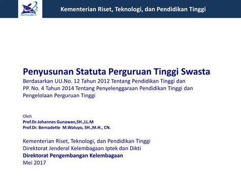 PDF Penyusunan Statuta Perguruan Tinggi Swasta 2019 08 09