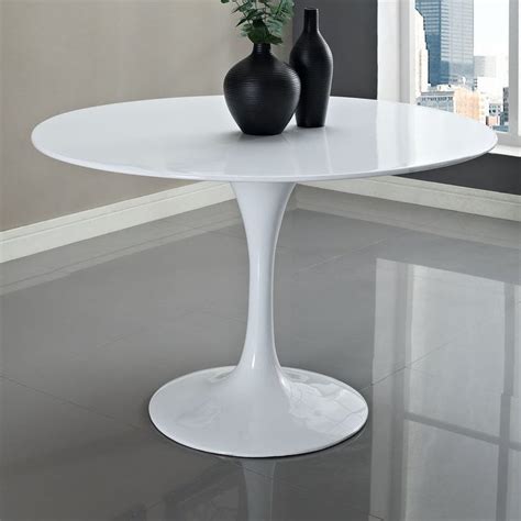 Modway Lippa White Fiberglass Round Dining Table At