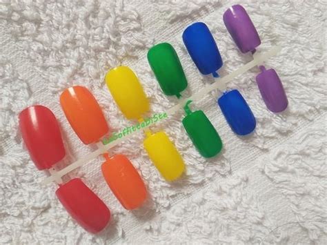 Rainbow Fake Nails Lgbt False Nail Art Gay Wedding Etsy Fake Nails Nail Art Rainbow Nails