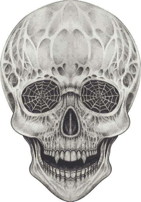 Art Surreal Skull Hand Drawing And Make Graphic Vector