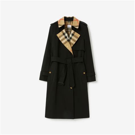 Check Panel Gabardine Trench Coat In Black Women Burberry® Official