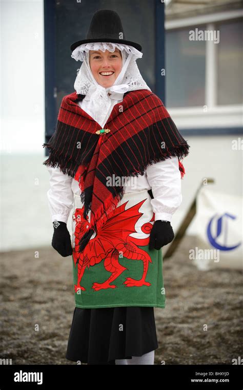 A Young Woman Dressed In Traditional Costume At The Welsh Lady Charity