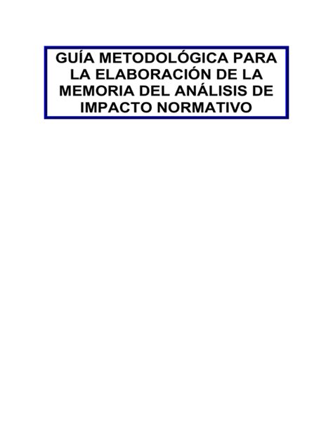 Gu A Metodol Gica Para La Elaboraci N De La Memoria Del An Lisis