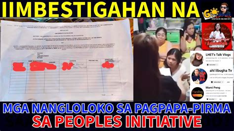 MALING PALIWANAG NA ANG PEOPLES INITIATIVE AY PARA SA AYUDA AT PERA