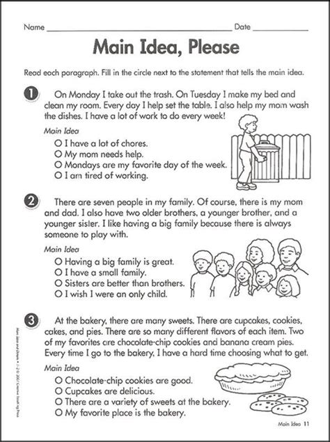 Identifying Main Idea Worksheets