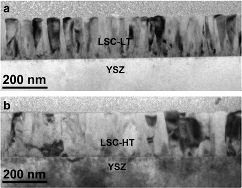 Tem Thin Film Cross Sections Showing Columnar Growth Of Nm La