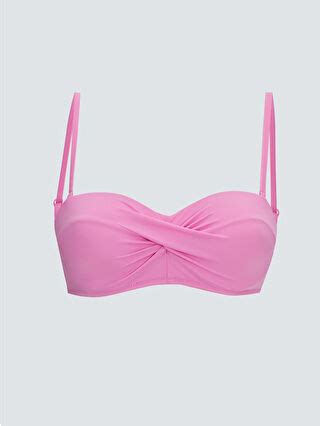 LCW DREAM Pembe Dolgusuz Düz Raşel Kumaş Bikini Üst S Z QRK LCW
