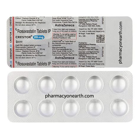 Rosuvastatin 20mg Crestor Tablets Pharmacy On Earth