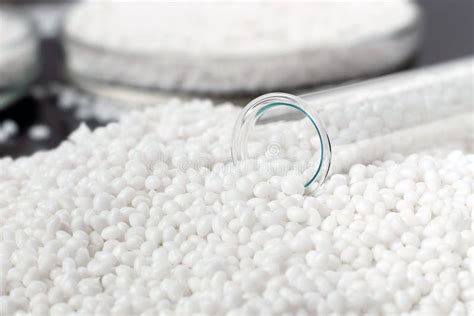 Closeup Of A White Plastic Polymer In Granules Stock Image Image Of