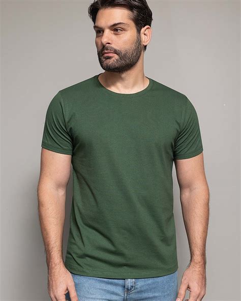 Camiseta Masculina Lisa Verde Militar Algod O