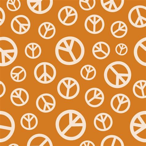 Premium Vector Retro Seamless Pattern With Peace Signs And Brown