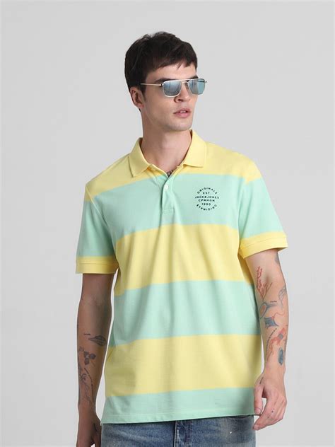 Buy Jack And Jones Striped Polo Collar Slim Fit Pure Cotton T Shirt Tshirts For Men 28214886