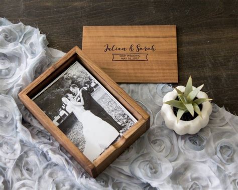 5x7 Wood Memory Box Custom Engraved Walnut Photo Box Personalized