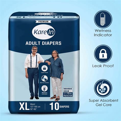 Buy Kare In Premium Adult Diapers Xl Waist 127 165 Cm 50 59 Tape