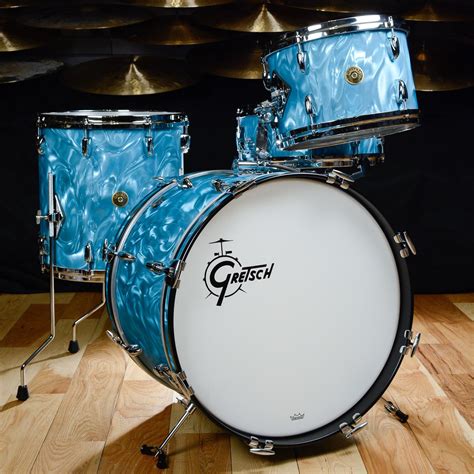 Gretsch Usa Custom 12142055x14 4pc Drum Kit Rb Kit Aqua Satin Flam