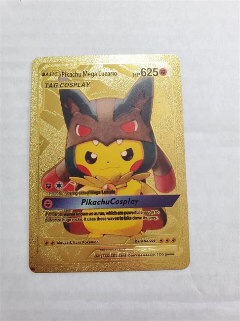 Mavin Gold Pokemon Card Pikachu Mega Lucario Fan Art Display Card