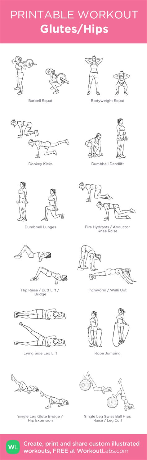 Glutes Hips Glutes Workout Printable Workouts