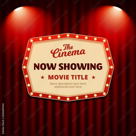 Now Showing Movie In Cinema Poster Design Retro Billboard Sign With