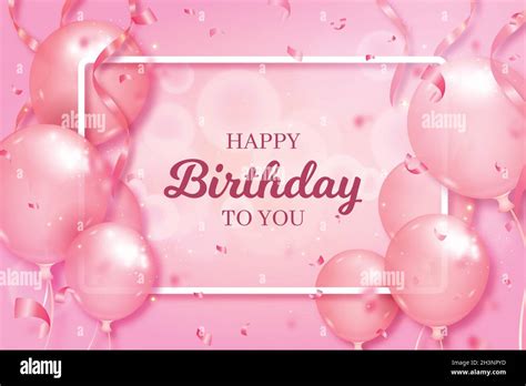 happy birthday background with pink balloons vector design illustration ...