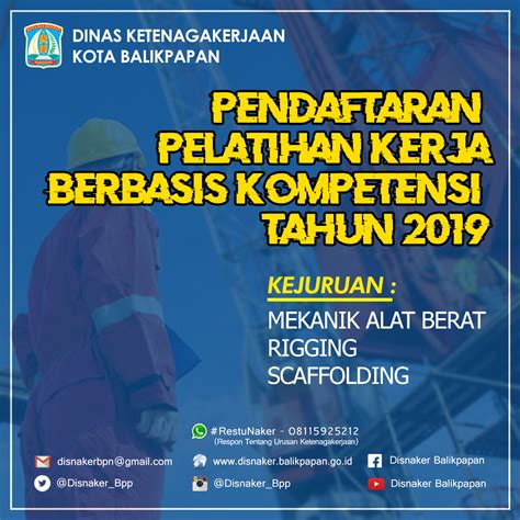 Pengumuman Pendaftaran Pelatihan Kerja Berbasis Kompetensi Tahun 2019