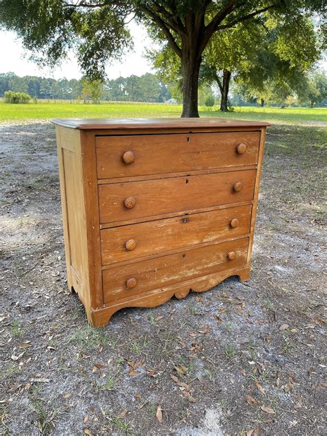 Antique Pine Chest of Drawers, Solid Pine Furniture, Primitive Dresser ...