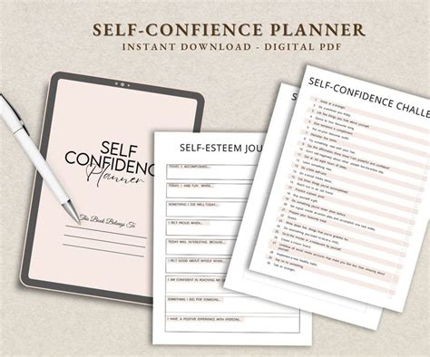 Printable Self Confidence Worksheet Digital Self Esteem Journal Self