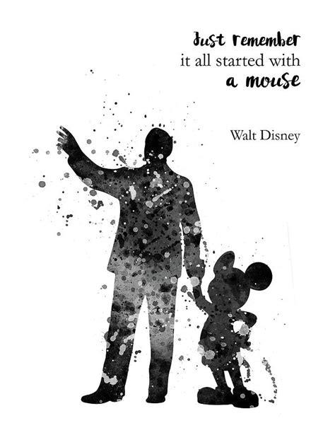 Mickey Mouse And Walt Disney Black And White Digital Art By Mihaela