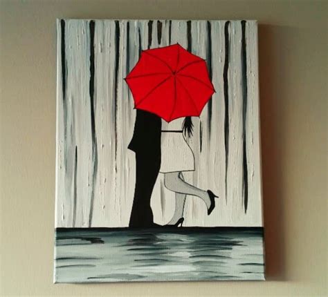 SALE Couple in Rain Paintingcouple Kissing in the Rain Wall - Etsy