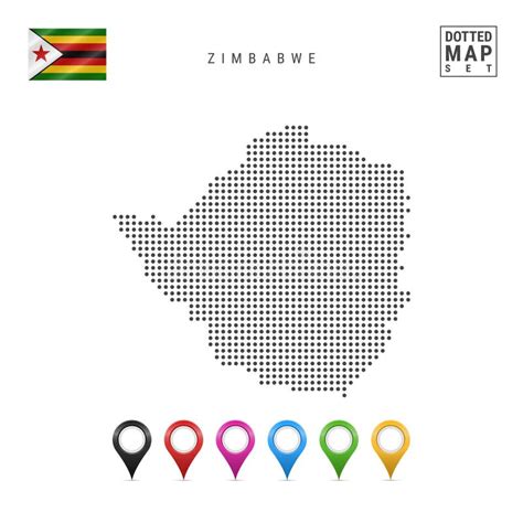 Mapa Punteado Vector De Zimbabwe Silueta Simple De Zimbabwe Bandera