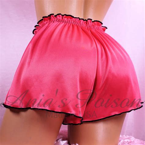 Anias Sissy Butter Soft Hot Pink Satin Full Cut Bloomers Tap Pants Shiny Wetlook Unisex Panties
