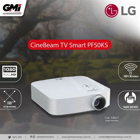 Projetor LG CineBeam Smart TV PF50KS Full Hd 2 hdmi Wifi Portátil 600