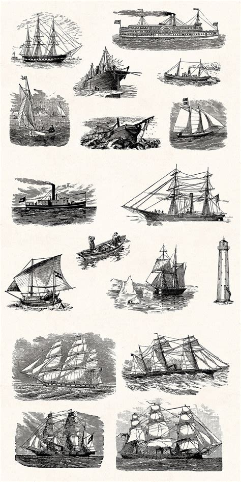 Nautical Engraving Illustrations A Collection Of Authentic Vintage