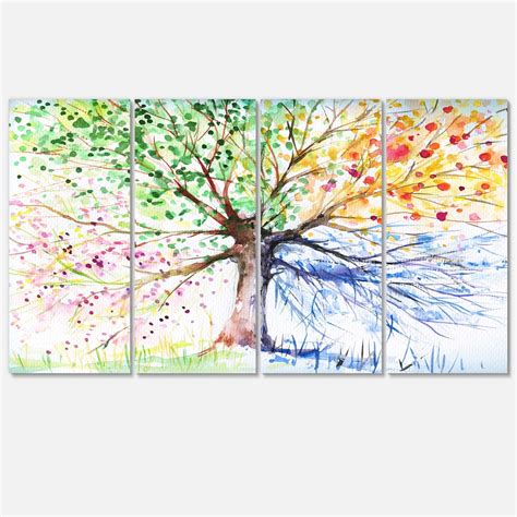 DESIGN ART Designart 'Four Seasons Tree' Floral Metal Wall Art ...