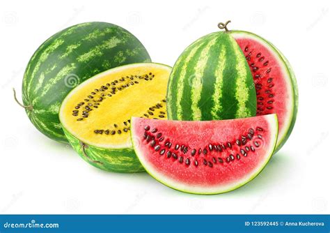 Red and yellow watermelons stock image. Image of food - 123592445